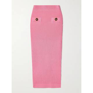 Balmain Ribbed-knit midi skirt - pink - XL+