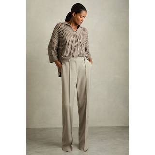 Reiss Reiss Neutral Brittany Straight-Leg Textured Wool-Blend Suit Trousers