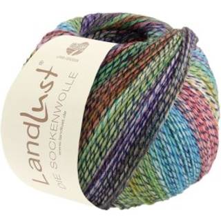 Landlust Die Sockenwolle 216 Turkis/Grøn/Violet 100g