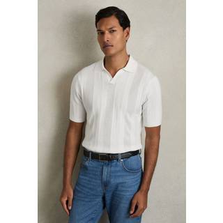 Reiss Reiss White Kansas Textured-Stripe Knitted Polo Shirt