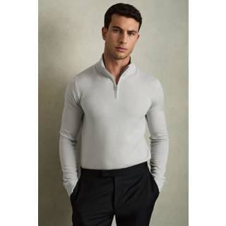 Reiss Reiss Iced Blue Blackhall Merino Wool Half-Zip Jumper