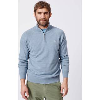 Aubin Aubin Blue Bonby Zip Neck 100% Cotton Jumper