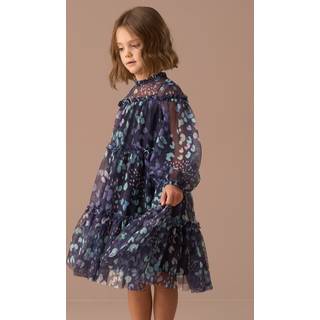 Angel & Rocket Angel & Rocket Navy Blue Cara Printed Swing Mesh Dress