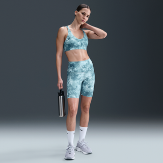 Nike Zenvy-cykelshorts (20 cm) med høj talje og print til kvinder - blå - L (EU 44-46)