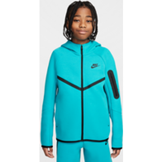 Nike Tech Fleece-hættetrøje med lynlås til større børn - grøn - M