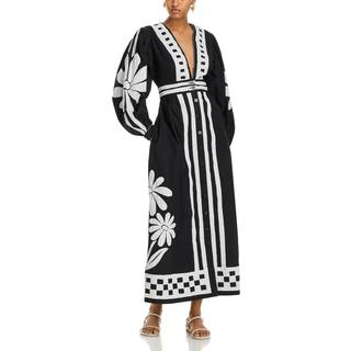 Farm Rio Nature Black printed cotton maxi dress - black - XL
