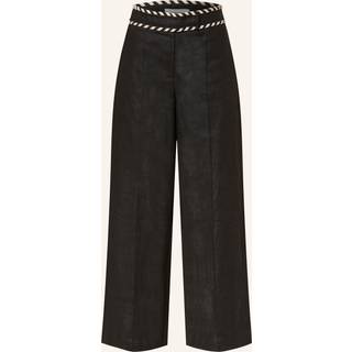 Reiss Reiss Black Fawn Linen Wide-Leg Whipstitch Trousers