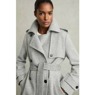Reiss Alba Wool-Blend Dobbeltradet Ternet Trench CoatEU 38 (UK 10)