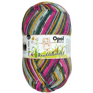 Opal Knuddelbande 6-ply 22 Tollpatschkatze Indhold: 75% Ren ny uld, 25% polyamid Vægt/længde: 150 g = ca. 420 m Anbefalede pinde: 3-4 mm Strikkefasthed: 10 cm x 10 cm = 23 m x 31 p Vask: Kan vaskes i maskine / Maks 40°C / Tørres fladt.