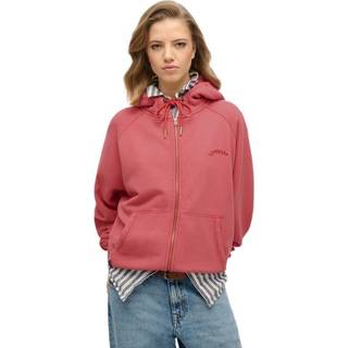 Superdry Superdry Red Oversized Essential Logo Raglan Zip Hoodie
