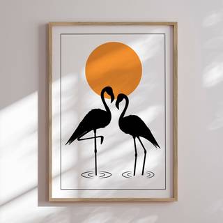 Plakat - Flamingo Sunset Plakat - Str:50 x 70 Cm - Incado