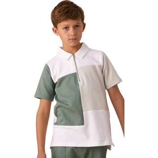 Angel & Rocket Angel & Rocket White Kane Textured Colourblock Polo Shirt