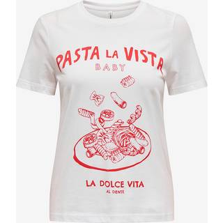 ONLY Onlpenny Life Reg S/S FOOD TOP Bright White Print:pasta M