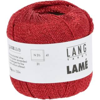 Lang Yarns Lamé 0060 Indhold: 71% Recycled polyester, 29% polyester Vægt/længde: 25 g = 135 meter Anbefalede pinde: 3,5-4 mm Strikkefasthed: 10 x 10 cm = 31 m x 41 p Vask: Maskinvask 30 °c / Tåler ikke tørretumbling.