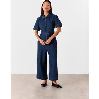 Whistles Petite Denim Pintuck Med bælte 100% Cotton BuksedragtEU 38 (UK 10)