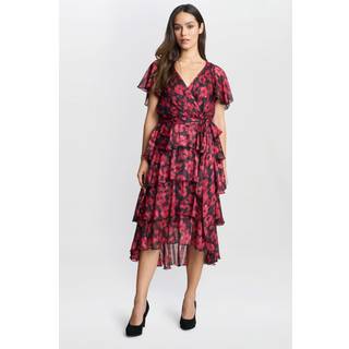 Gina Bacconi Lottie Elastisk talje Tiered Sort KjoleEU 40 (UK 12)
