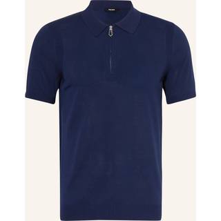 Reiss Reiss Navy Berkley Cotton Half-Zip Knitted Polo Shirt