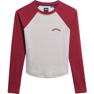 Superdry Superdry White Essential Logo Ribbed Baseball Long Sleeve Top