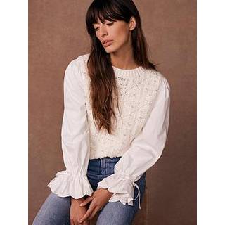 Mint Velvet Mint Velvet White Blend Embellished Knit Jumper