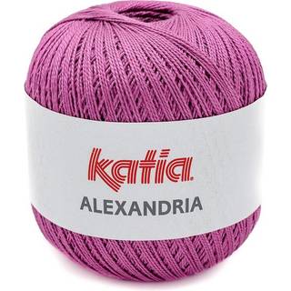 Katia Alexandria 34 Violet Indhold: 100% merceriseret bomuld Vægt/længde: 100 g = ca. 400 meter Anbefalet hæklenål: 1.75-2 mm Vask: Finvask 30º / Tåler ikke tørretumbling.