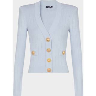 Balmain Ribbed-knit cardigan - blue - XS