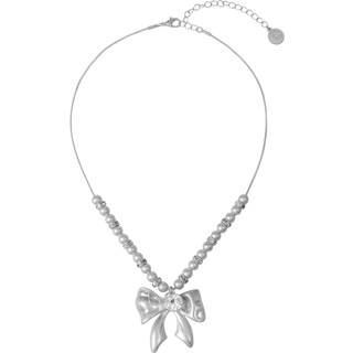 Bibi Bijoux Bibi Bijoux Silver Tone Bow Beaded Necklace