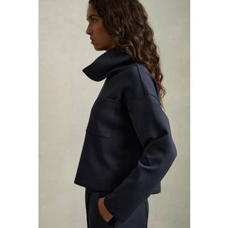 Reiss Reiss Navy Iris Interlock Jersey Funnel Neck Sweatshirt