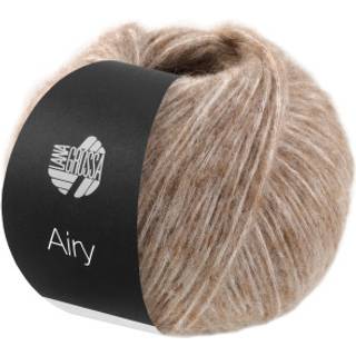 Lana Grossa Airy 08 Taupe Indhold: 42% baby alpaca, 40% bomuld, 18% ren, ny merinould Vægt/Længde: 50 g = ca. 170 meter Anbefalede pinde: 5-5.5 mm Strikkefasthed: 10 x 10 cm = 15 m x 22 p Vask:Håndvask / Tørres fladt.