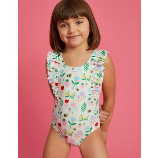 Angels By Accessorize Angels By Accessorize White/Green Girls Floral Print Swimsuit