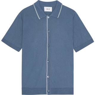 NN07 Nolan Paspoal Knitted Short Sleeve Shirt Bering Blue