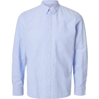 Selected Slim Sun Linen Shirt LS Cashmere Blue / White
