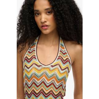 Superdry Superdry Green Zigzag Knit Plunge Halter Blouse