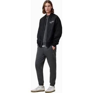 All Saints AllSaints Grey Sadler Black Collarless Slim Fit Leather Jacket