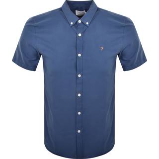 Farah Vintage Brewer Slim Short Sleeve Shirt Blue
