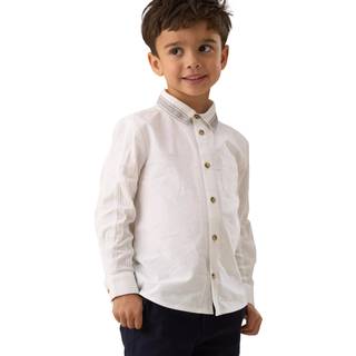 Angel & Rocket Angel & Rocket Off White Chase Orange Colour Block Smart 100% Cotton Shirt