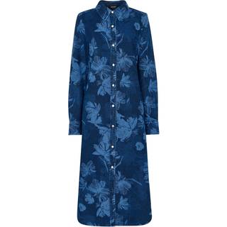 Whistles Whistles Blue Chalk Print 100% Cotton Denim Shirt Dress