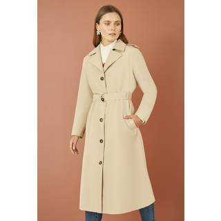 Yumi Yumi Brown Belted Long Trench Coat With Belt