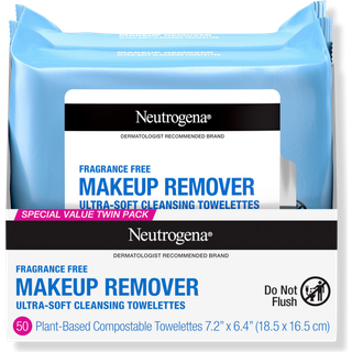 Neutrogena Rensende Duftfri Makeup Remover Ansigtsservietter Rensende ansigtshndklder til vandtt makeup Alkoholfri uparfumerede 100 % planteba