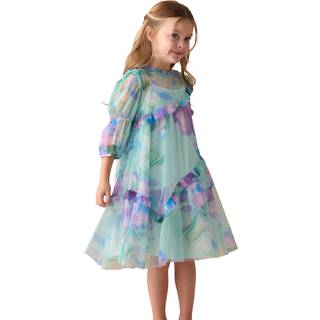 Angel & Rocket Angel & Rocket Blue Cara Printed Swing Mesh Dress