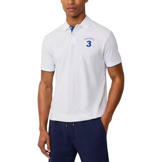 Hackett Londontil mænd. HM563414 Heritage Number polo shirt hvid (L), Casual, Bomuld, Korte ærmer