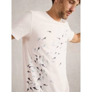 White Stuff White Stuff White Swimming Fish 100% Cotton Graphic T-Shirt