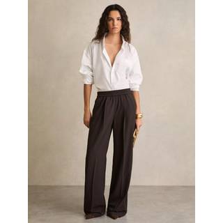 Reiss Reiss Chocolate Brown Remi Elasticated Side Stripe Wide Leg Trousers