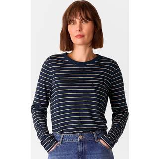 Whistles Whistles Blue Stripe Crew Neck Pocket Top