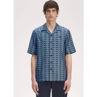 Fred Perry Herren Kurzarmhemd grau gemustert