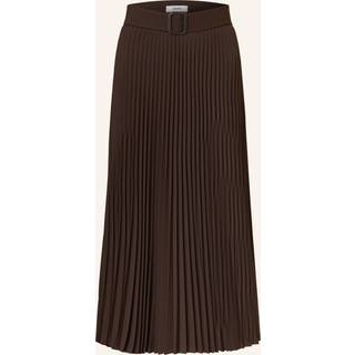 Reiss Reiss Chocolate Brown Ava Pleated Belted Midi Skirt