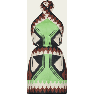 Johanna Ortiz Printed halterneck linen minidress - multicoloured - M