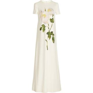 Oscar de la Renta Painted Roses jersey maxi dress - white - XXS