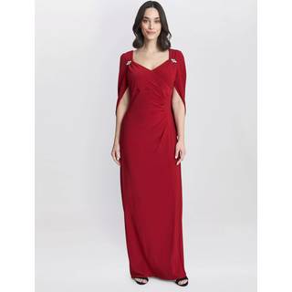 Gina Bacconi Gina Bacconi Red Jenna Draped Back Shoulder Maxi Dress