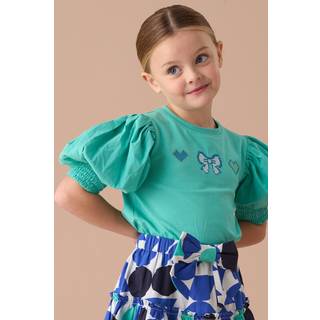 Angel & Rocket Angel & Rocket Green Agatha Heart Print Rib T-Shirt