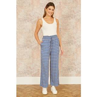 Yumi Yumi Blue Relaxed Fit Geo Print Trousers